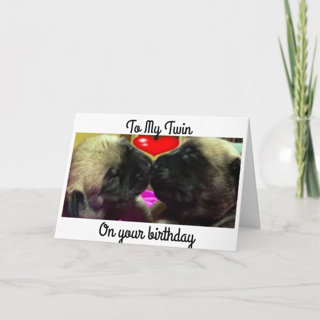 CARTE "TWIN PUPPIES" AIDE SOUHAITER "MY TWIN" MEILLEUR A (Devant)