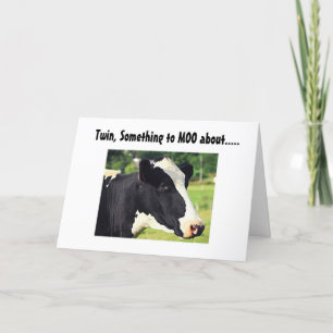 CARTE **TWIN** "QUELQUE CHOSE À MOO À PROPOS" VOTRE ANNI