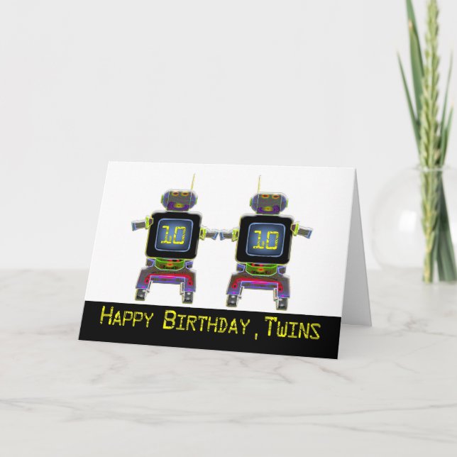 Carte Twin Robot Anniversaire 10 ans (Devant)