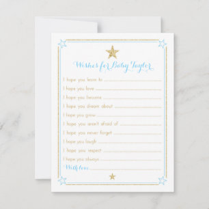 Carte Twinkle Little Star Voeux pour Baby Blue Gold
