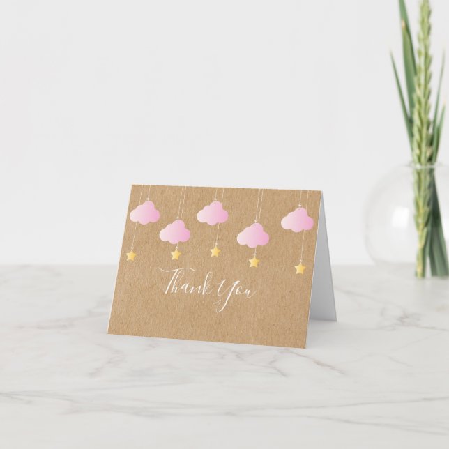 Carte Twinkle Twinkle Merci rose Rustique Kraft Boho (Devant)