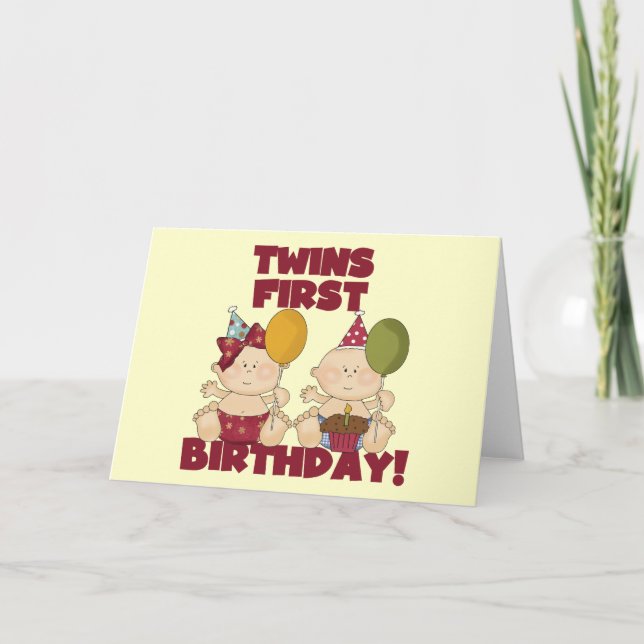 Carte Twins 1er Anniversaire T-shirts et cadeaux garçon/ (Devant)