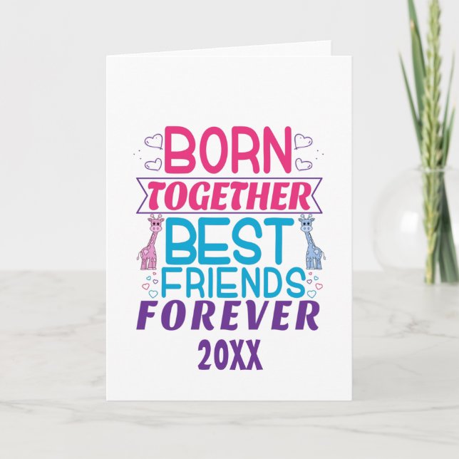 Carte Twins Best Friends Forever - Garçon et fille (Devant)