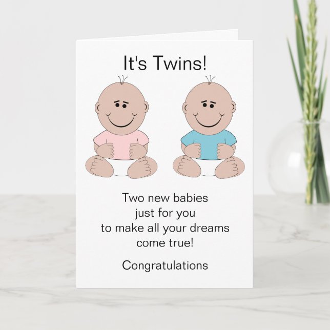 Carte Twins New Born Baby Card (Devant)