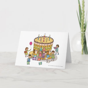 Carte Two boys and three girls in a birthday party