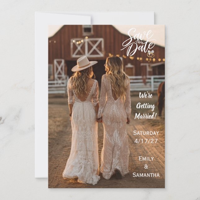 CARTE TWO COUNTRY GIRLS SAVE THE DATE (Devant)