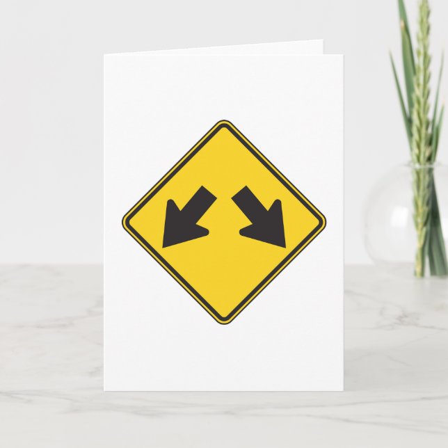 Carte Two Downward Arrows Warning Road Sign (Devant)