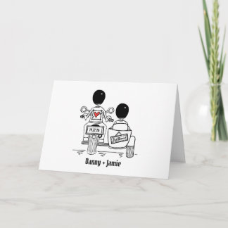 Carte Two Grooms Biker Motorcycle and Sidecar Wedding