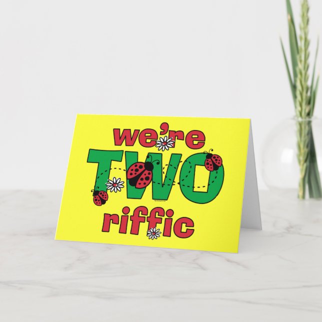 Carte TWOriffic Ladybug Twins 2e anniversaire (Devant)