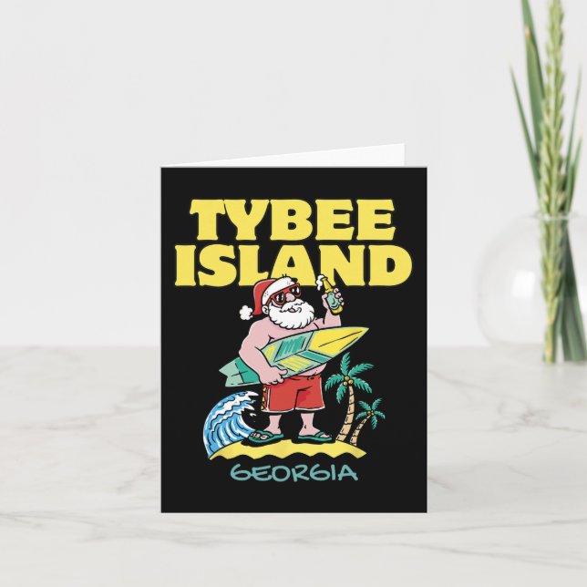 Carte TYBEE ISLAND GEORGIA Père Noël Christmas Surfing (Devant)