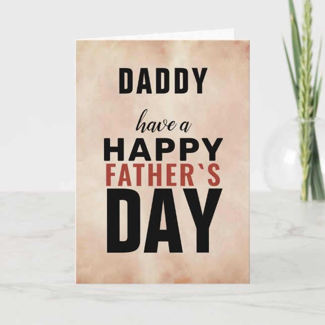 Carte Typographie aquarelle Daddy Happy Père`s Day (Devant)