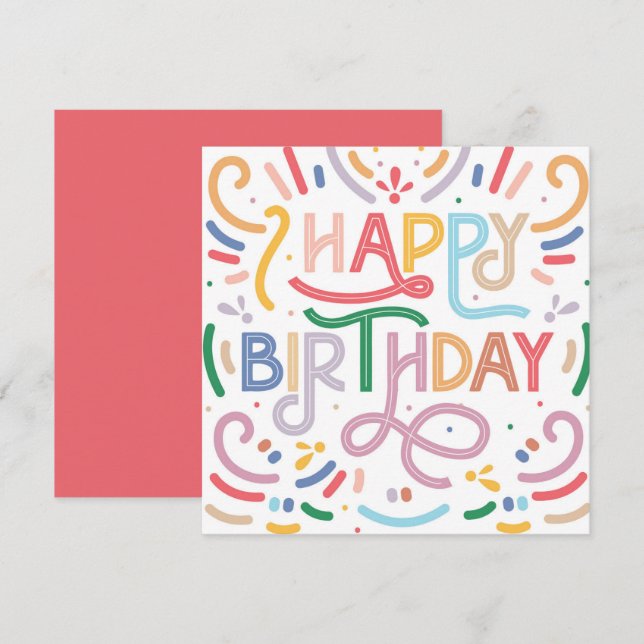 Carte Typographie branchée Arc-en-ciel moderne Joyeux an (Devant / Derrière)