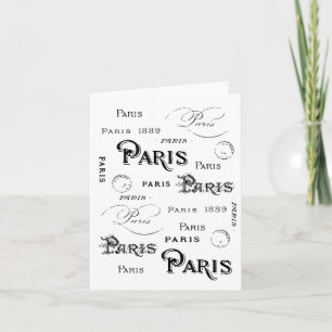 Carte Typographie Calligraphie Paris France Tour Eiffel