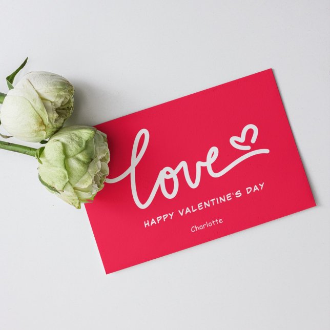 Carte Typographie de cœur de la Saint-Valentin rose et b (Créateur téléchargé)