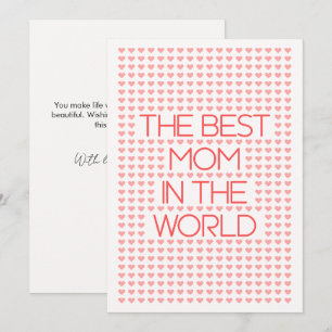 Carte Typographie de coeurs rose pastel simple pour la f