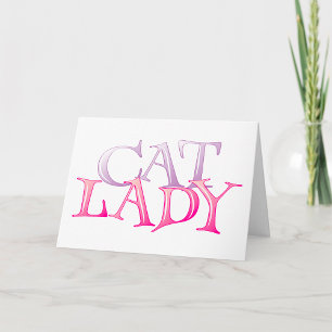 Carte Typographie de Dame aux Chats Rose Violet
