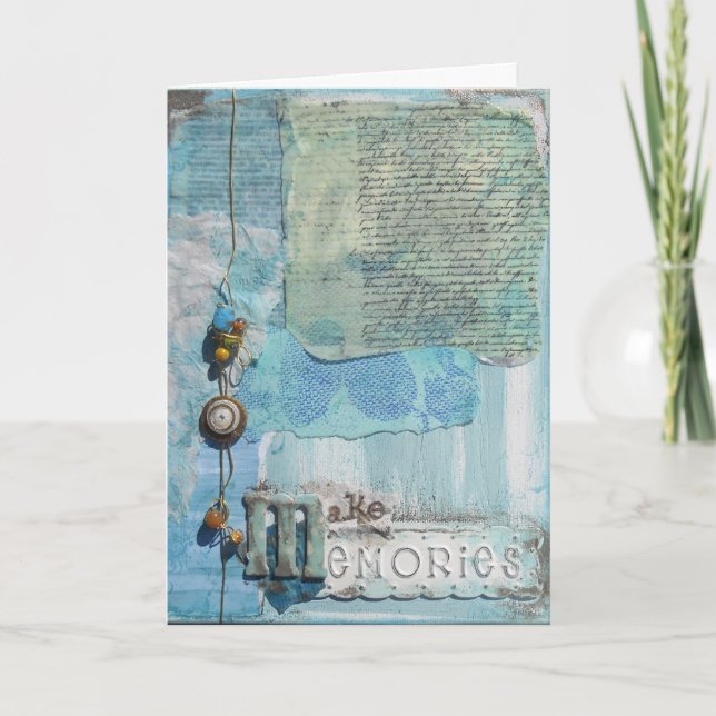 Carte Typographie de souvenirs en techniques mixtes  (Devant)