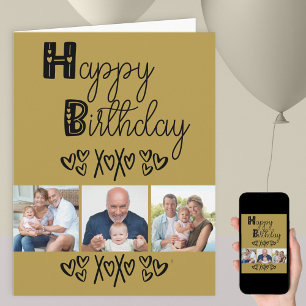 Carte Typographie du Doodle Gold Black 3 Photo Anniversa