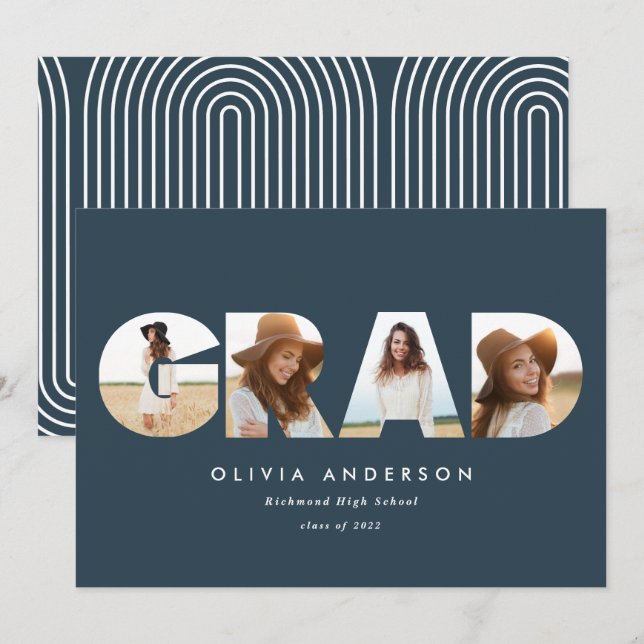 Carte Typographie géométrique moderne graduation multiph (Devant / Derrière)