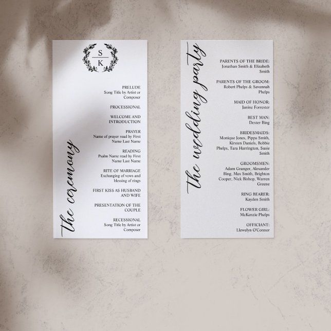 Carte Typographie Laurel Wreath Monogramme Mariage (Créateur téléchargé)