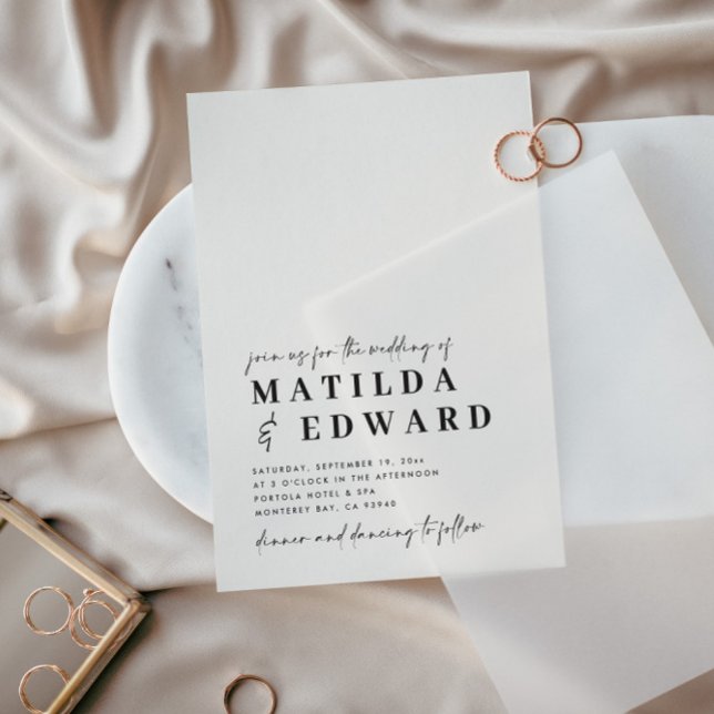 Carte Typographie minimale moderne mariage de script gra (Créateur téléchargé)