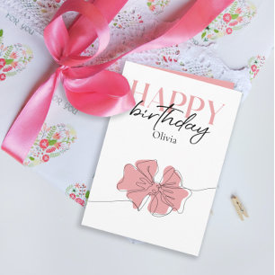 Carte Typographie minimaliste tendance Tied Bow Annivers