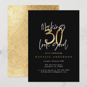 Carte Typographie moderne 30e anniversaire noir et or