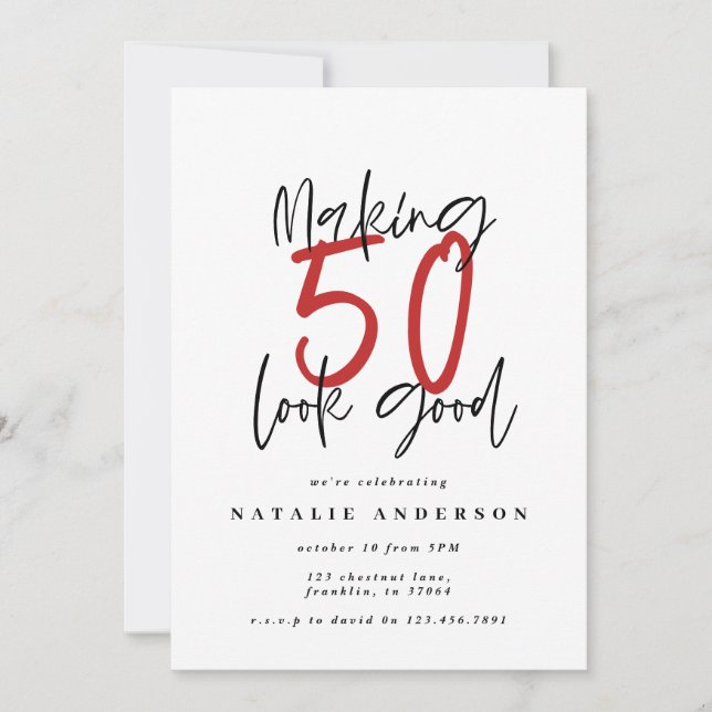 Carte Typographie moderne audacieuse fête du 50e anniver (Devant)