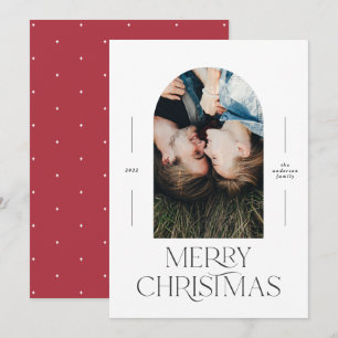 Carte Typographie moderne élégante rouge 1 photo Noël