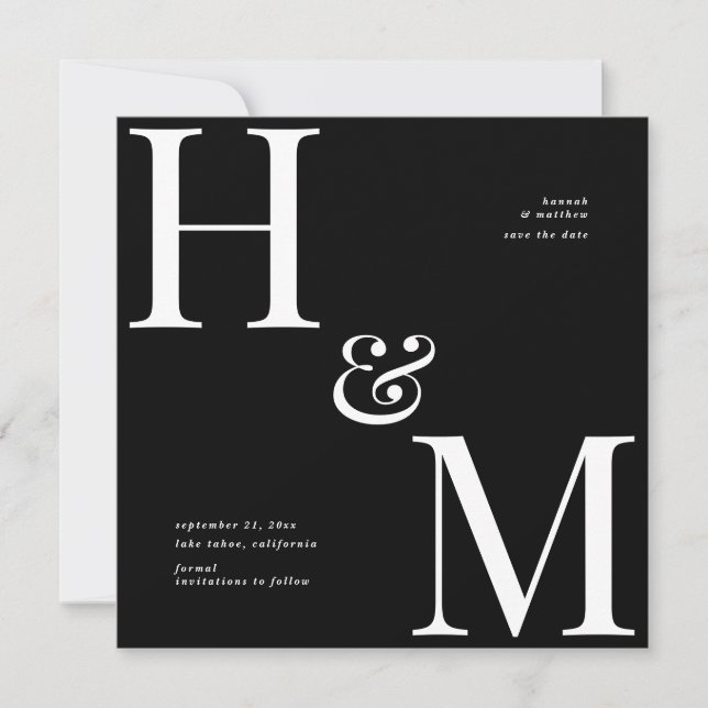 Carte Typographie moderne initiales mariage enregistrer  (Devant)