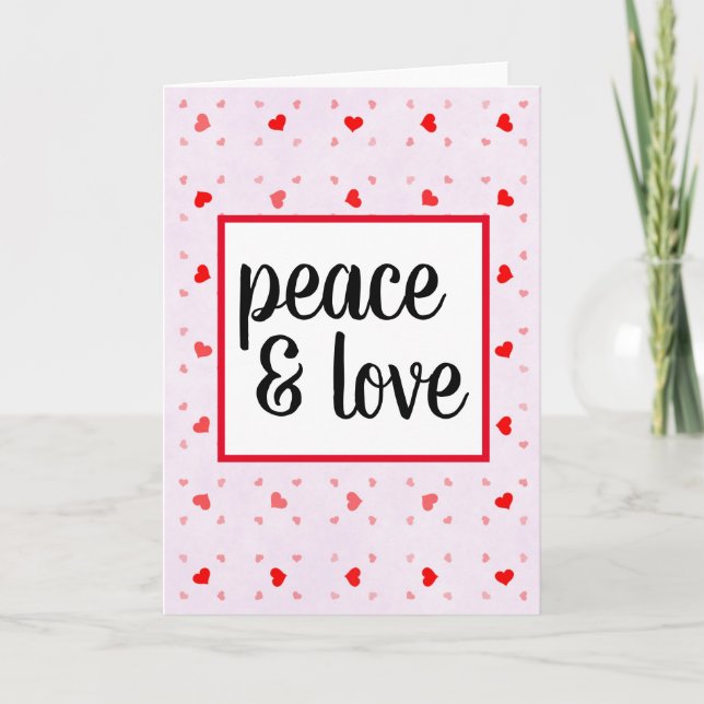 Carte Typographie Moderne Mignonne Paix et Amour (Devant)