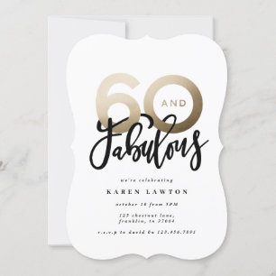 Carte Typographie moderne noir et or 60e anniversaire