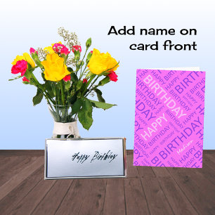 Carte Typographie nommée personnalisée de rose