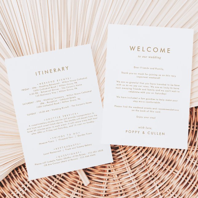 Carte Typographie Or Chic Bienvenue Lettre & Itinéraire (Créateur téléchargé)