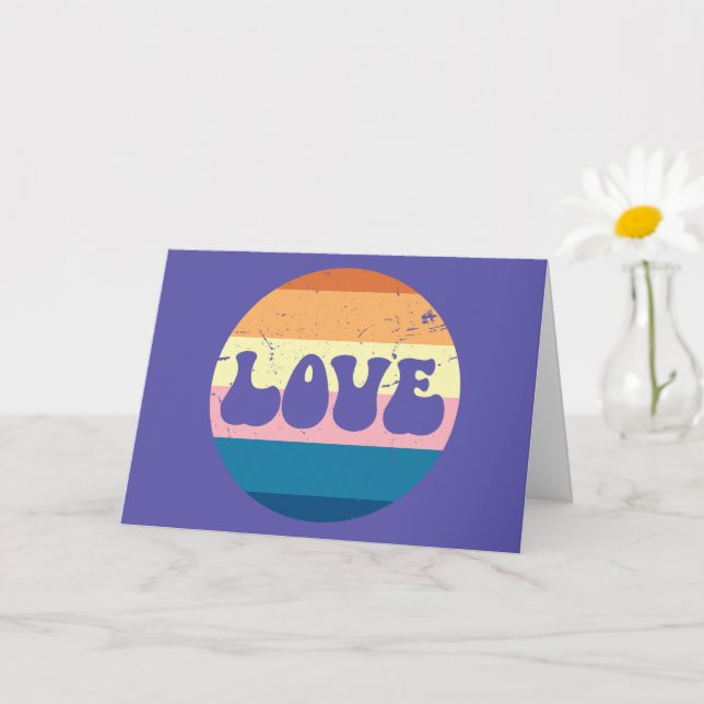 Carte Typographie Rétro Amour sur Rayures de Coucher de  (Petite plante)