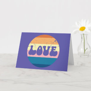 Carte Typographie Rétro Amour sur Rayures Vintage Sunset