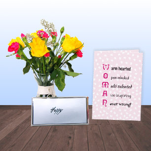 Carte Typographie romantique COeurs FEMME rose