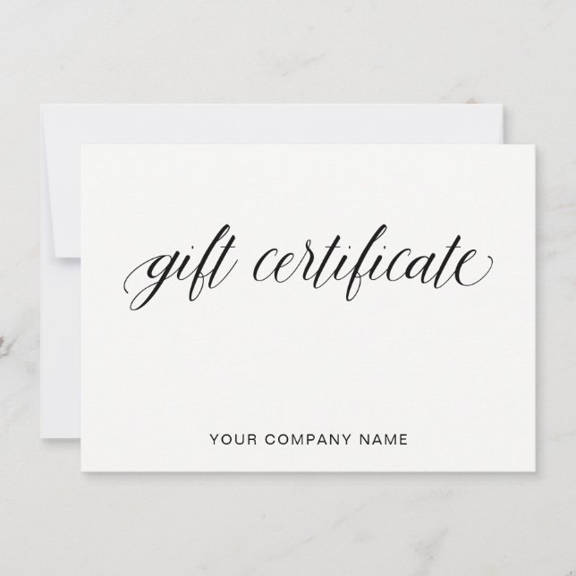 Carte Typographie simple et élégante | Certificat cadeau (Devant)