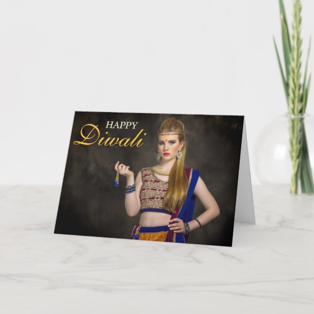 Carte Typographie superposition Personnalisée Happy Diwa (Devant)