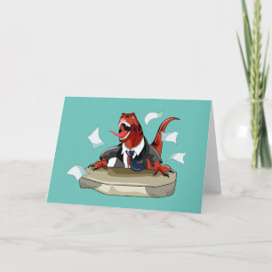 Carte Tyrannosaurus Rex Boss Assis À Un Bureau.