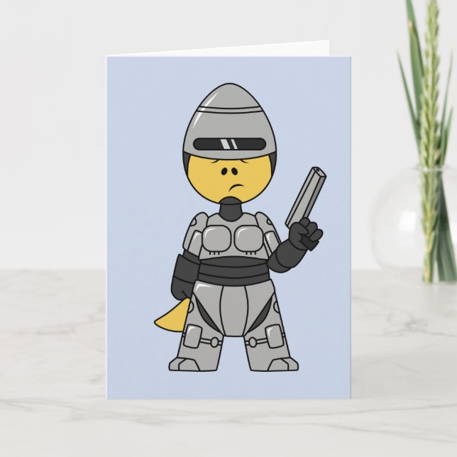 Carte Tyrannosaurus Rex Habillé Comme Robocop. (Devant)