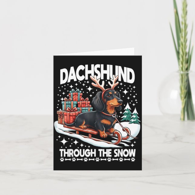 Carte Ugly Dachshund Christmasthrough The Snow Gift Chri (Devant)