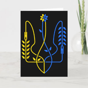 Carte Ukraine Trident Doré Symbole Drapeau Ukrainien Hom