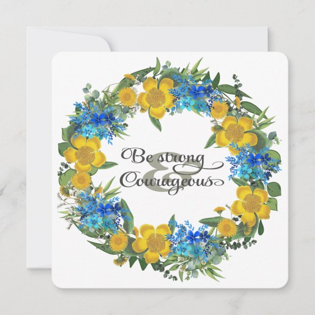 Carte Ukraine Ukrainienne Fleurs de couronne Foi Espoir (Devant)