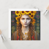 Carte Ukrainienne Fille d'Amulets & Tournesols
