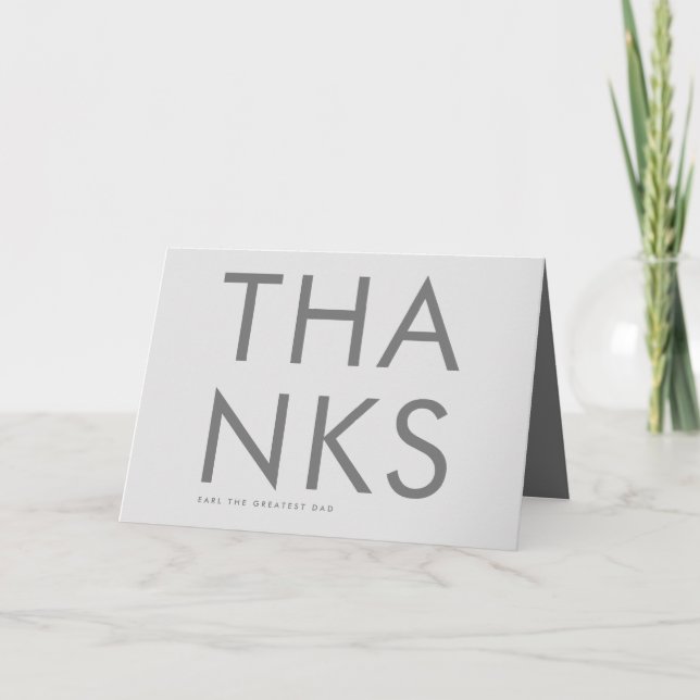 Carte Ultra Modern Bold Grey Nom Fête des pères simple (Devant)