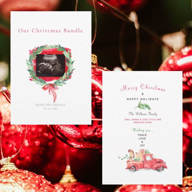 Carte Ultrasound Watercolor Truck Christmas Boy (Créateur téléchargé)