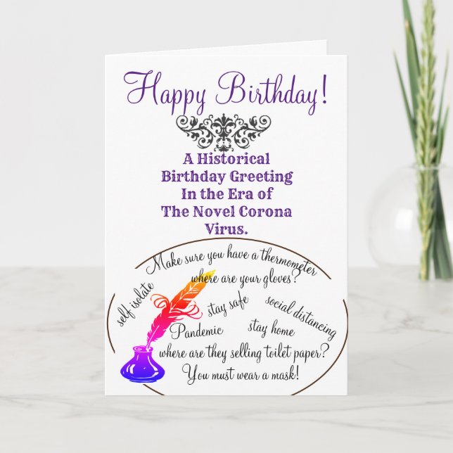 Carte Un accueil d'anniversaire à l'ère du virus Corona (Devant)
