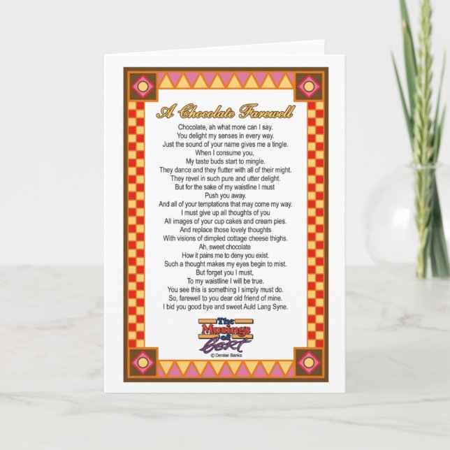 Carte Un adieu au chocolat (Devant)