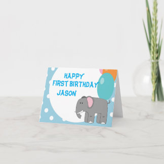 Carte Un an bébé éléphant, anniversaire